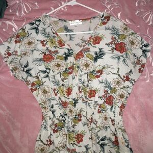 Floral V-Neck Women's Top